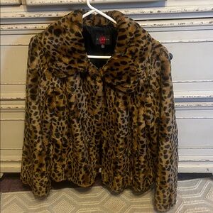 Cachet Brown Leopard Print Teddy Jacket